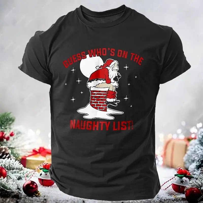 

Men's Christmas T Shirt Funny 3D Santa Claus Print Tee Casual O-neck Short Sleeve Loose Top Fashion New Year Gift X'mas Clothing