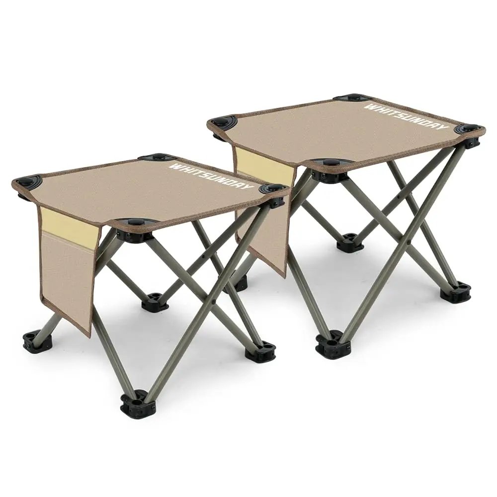 

Folding Stool,12.6 H Portable Folding Stool For Camping Fishing Hiking Gardening And Beach Khaki-2Pcs