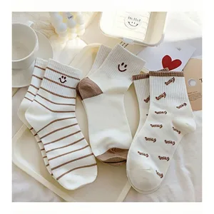 1/5 pairs of medium length female socks, fall and winter fashion socks, breathable long socks with fashion letters, anti-powers sports socks 10 Main Half -Long Sales - №9