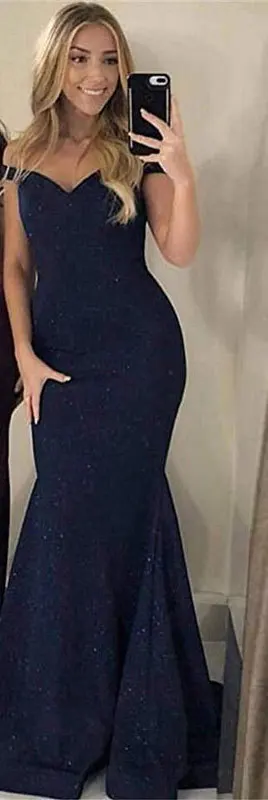 Sexy Mermaid Formal Evening Dress Off Shoulder Sequin Ruffles Cap Sleeve Court Train Modern Cocktail Dress 2025 Free Customized