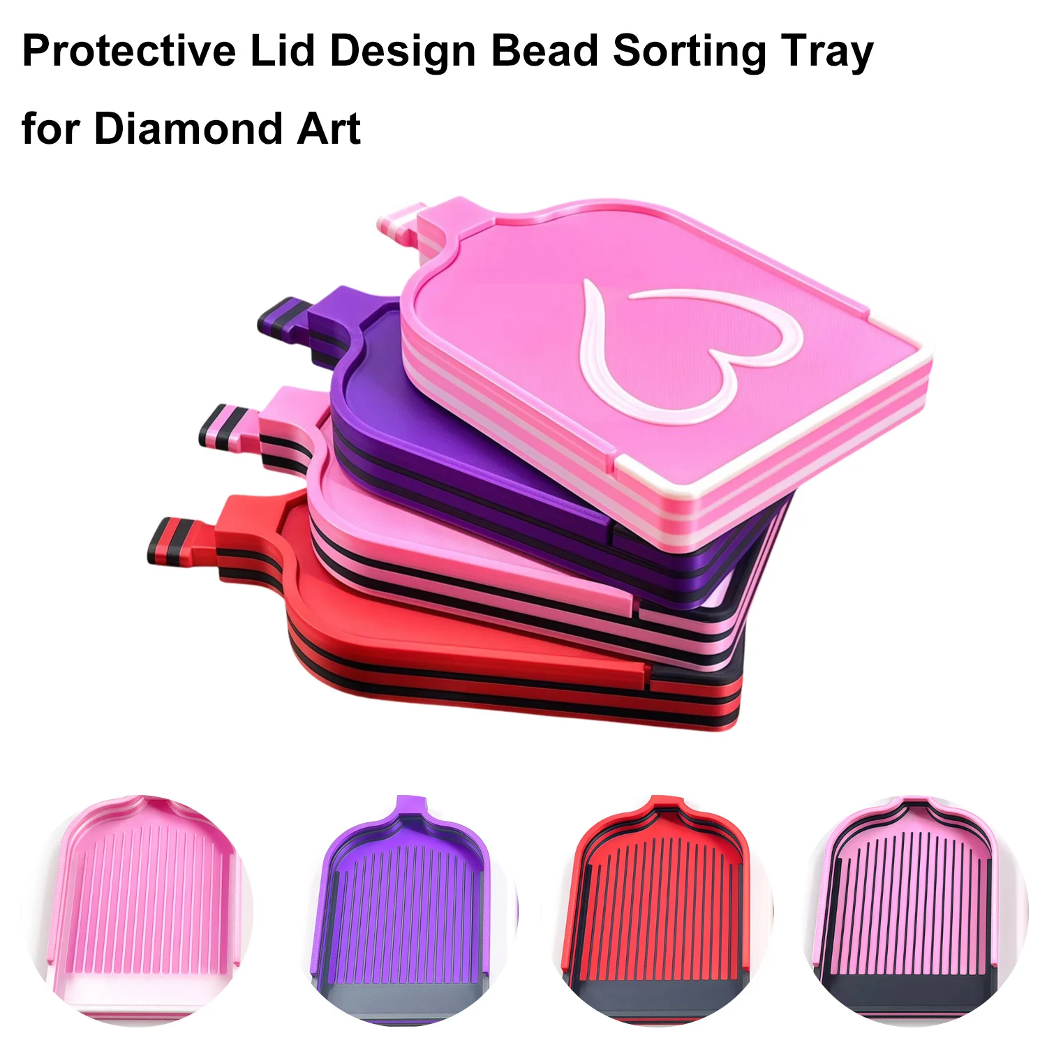 Multicolor Diamond Painting Tray with Pour Spout & Lid, Bead Sorting Drill Tray for Diamond Art, DIY Craft Diamond Painting Tool