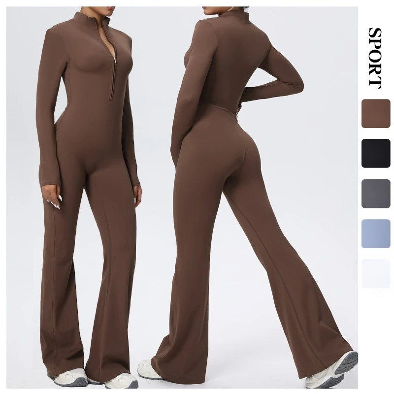 

Новинка 2026: Весенне-осенний повседневный женский комбинезон для йоги и фитнеса с длинным рукавом