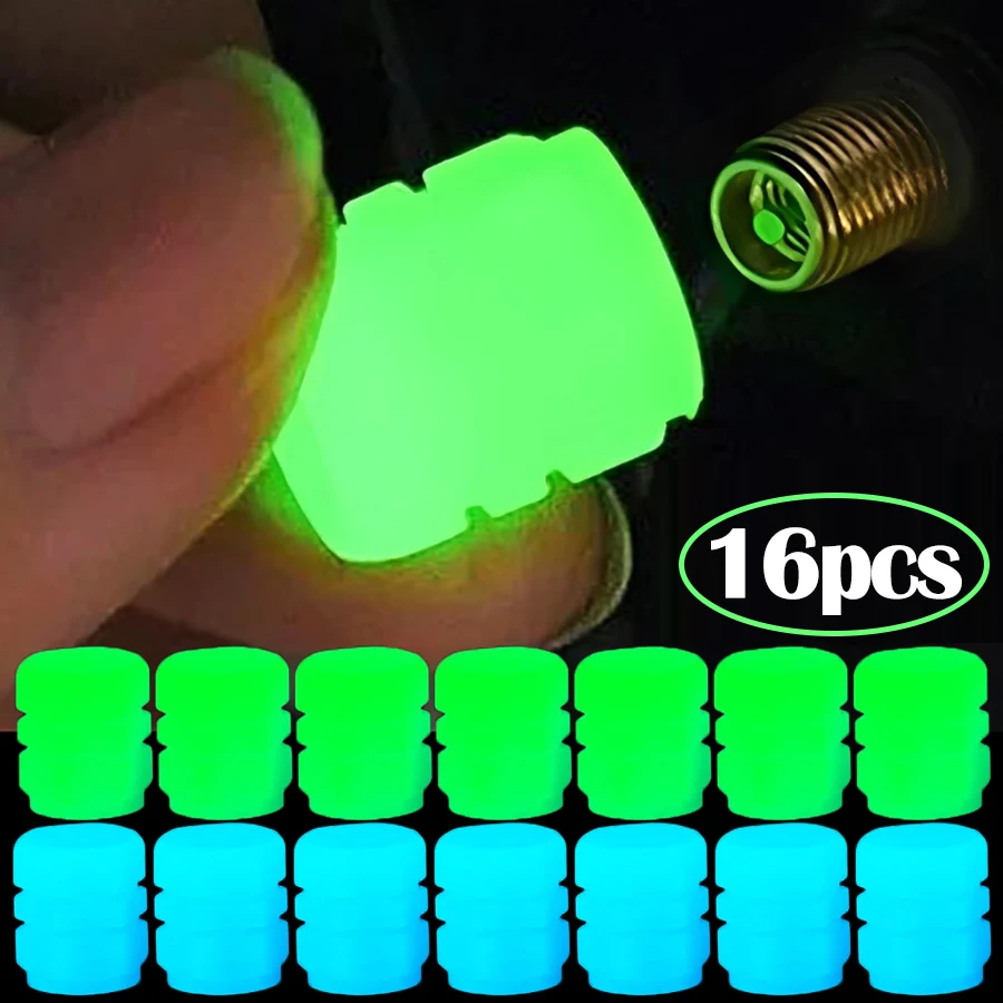 Universal Car Luminous Tire Valve Caps Fluorescent Tyre Rim Stem Covers Glowing Decors Motorcycle Bicycle Bike Valve Caps