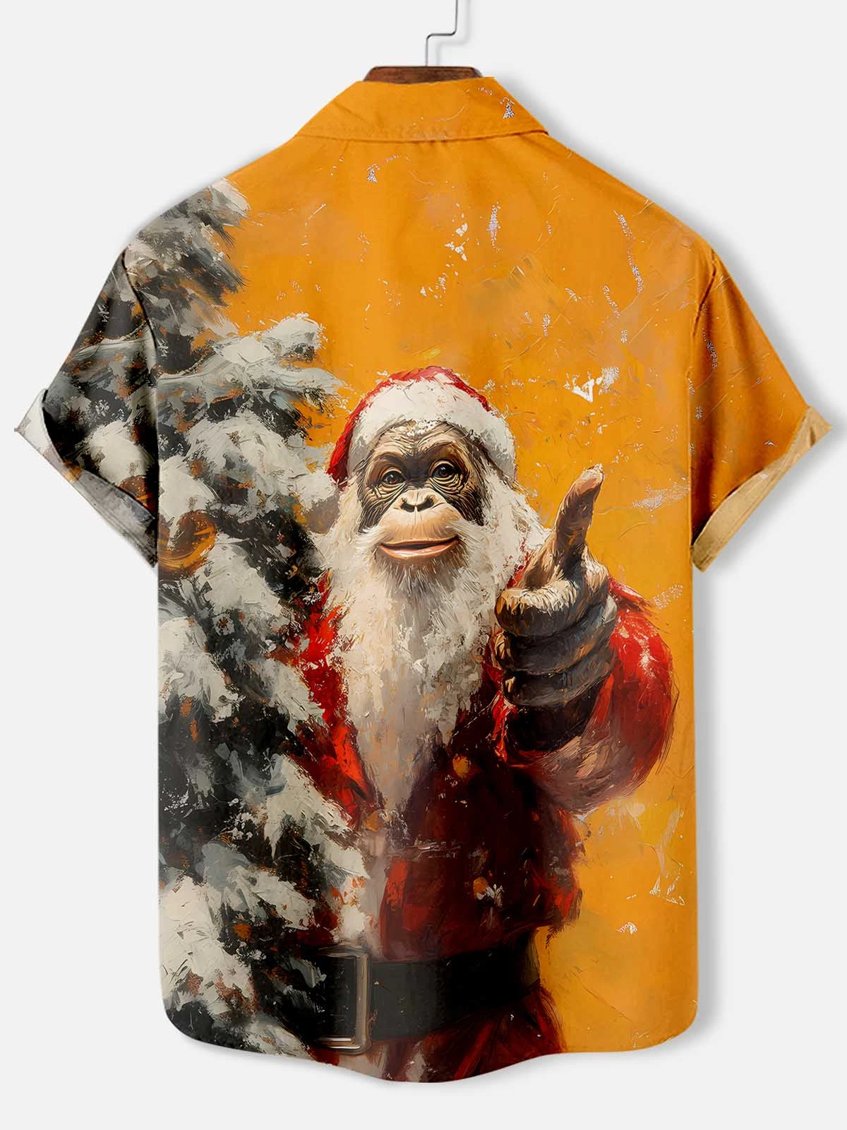 Grappige Kerst 3D Bedrukte Shirts Casual Hawaiiaans Strandshirt Oversized Zomer Mannelijke Korte Mouw Aap Dier Patroon Kleding