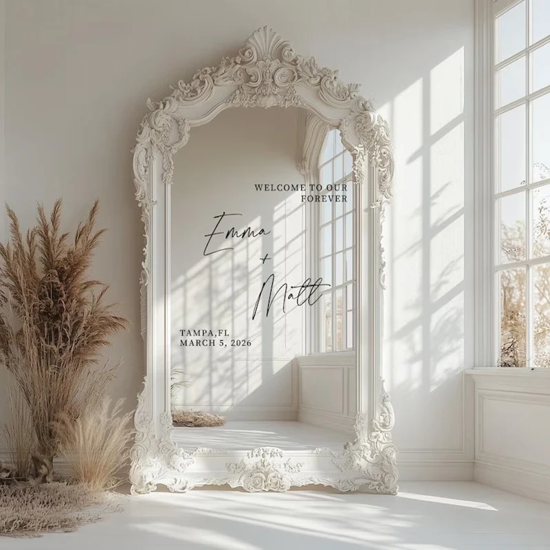 Custom Mirror Wedding Decal Personalized Wedding Sticker  Welcome To Our Forever Sign Decal Custom Wedding Mirror Forever Decal