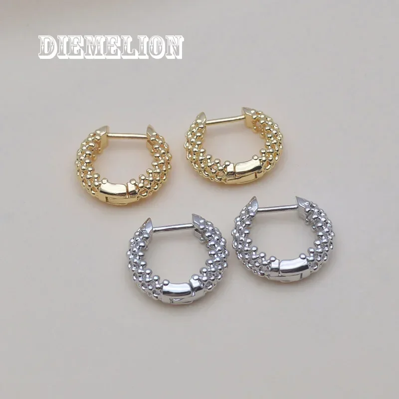 New Simple Gold Plating 16MM Hollow Out Round Hoop Earrings for Women Wedding Party Delicate Birthday Gift Statement Jewelry