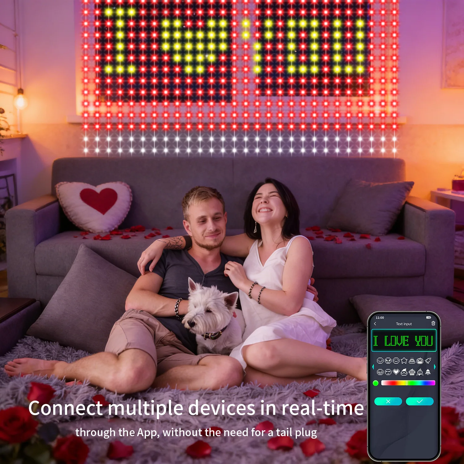 

1 шт. Светодиодная гирлянда-штора DIY с синхронизацией цвета/музыки, подходит для фестивалей и наружного декора