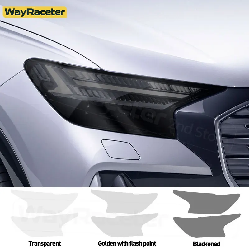 Car Headlight Protective Film Smoked Black Tint Vinyl Transparent TPU Sticker For Audi Q4 E-tron E Tron 2022 2023 Accessories