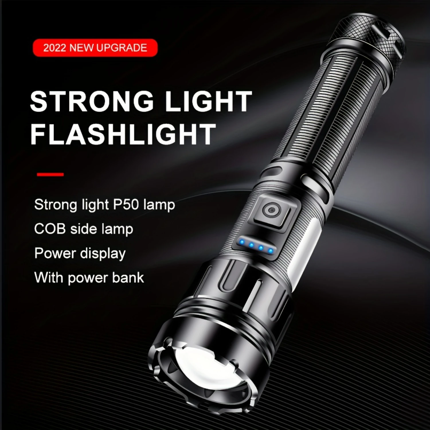 Multifunctional Outdoor Lighting Powerhouse  Powerful Telescopic Zoom Type-c Charging Flashlight with Strong Light and COB Side