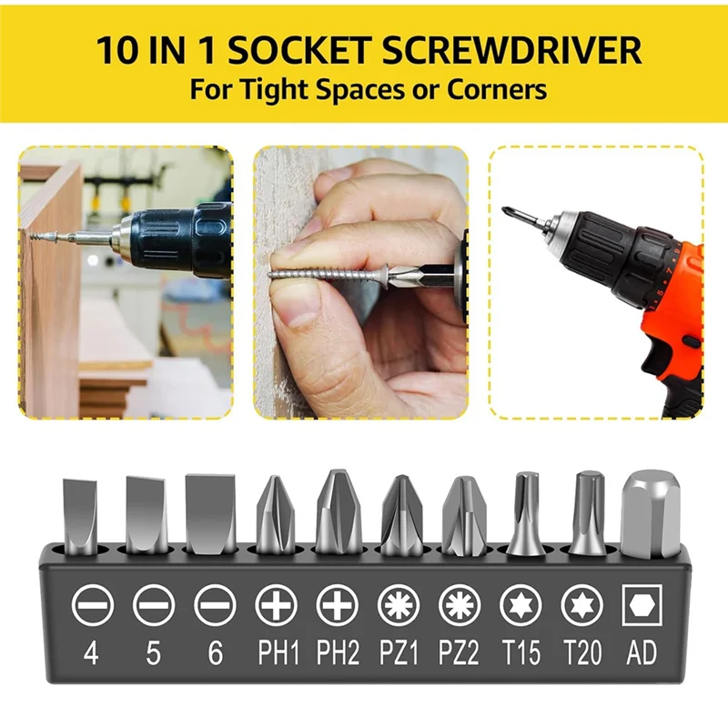 

【Superdeals】30Pcs Flexible Drill Bit Extension Kit,Right Angle Drill Attachmen,Rotatable Socket Adapter,Bendable Extender Drill