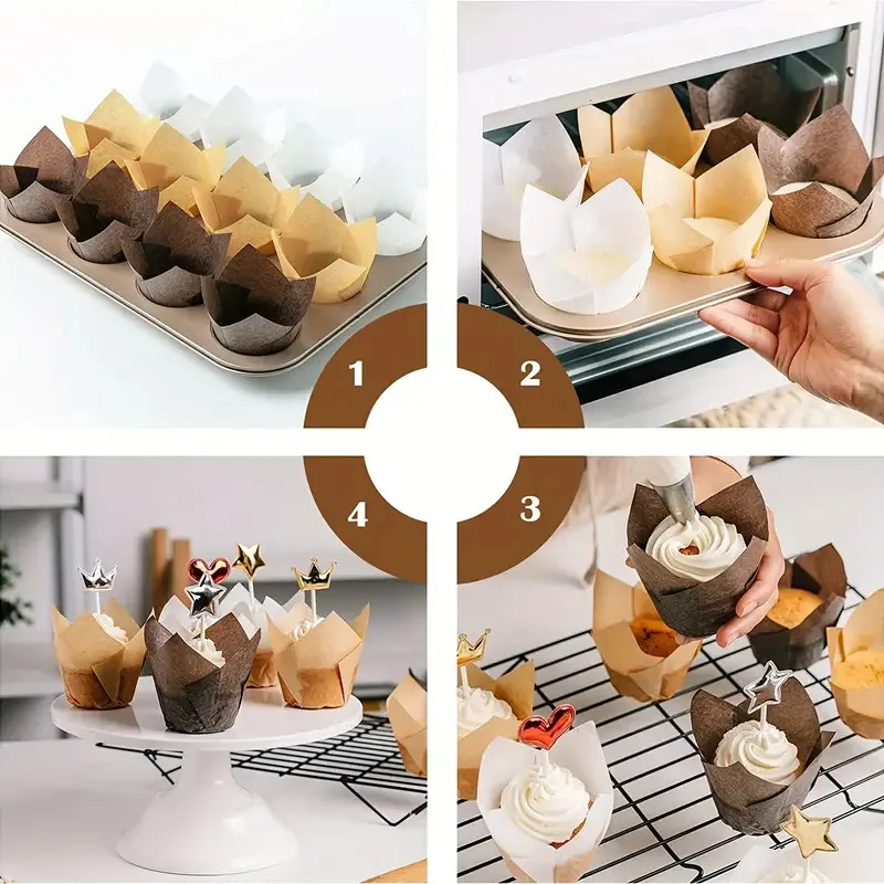 50szt Tulipan Muffin Cupcake Paper Cups Oilproof Cupcake Liner Baking Muffin Box Cup Cake Decorating Tool Wrap Cases