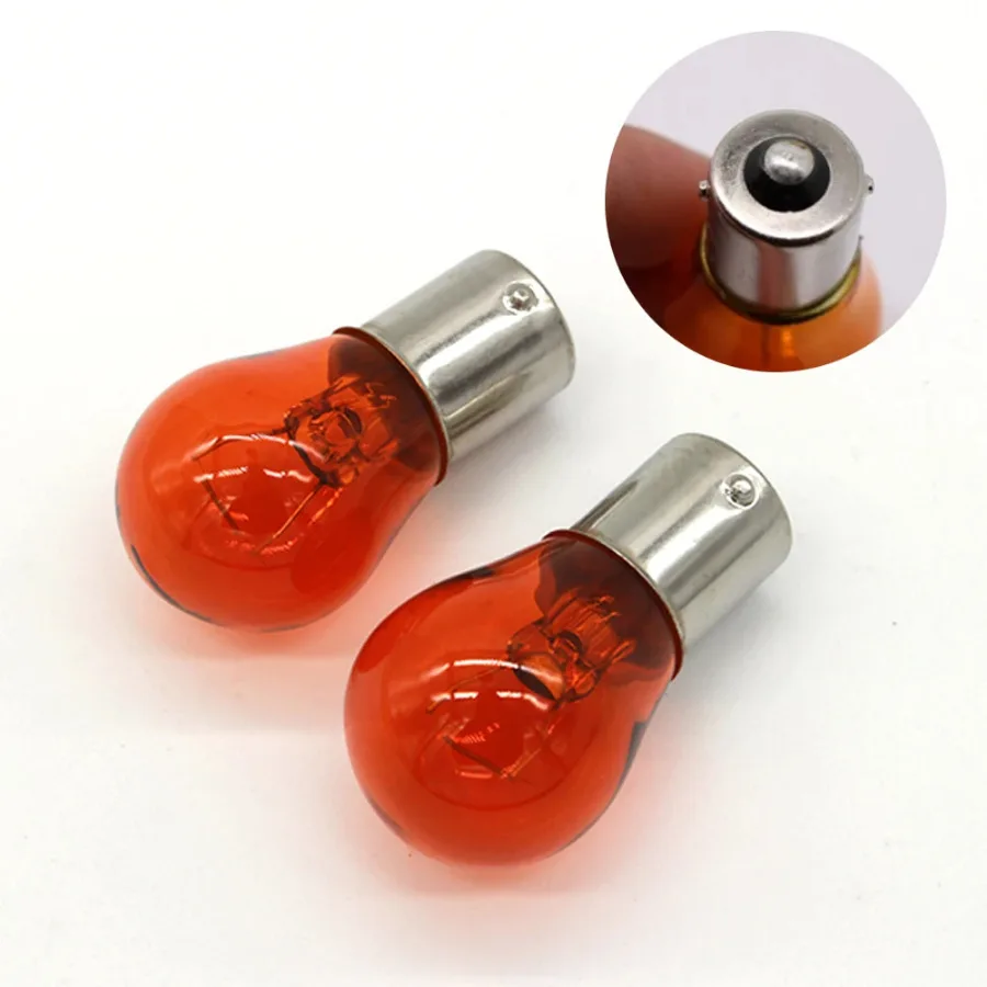 

2Pcs Car Amber Turn Signal Light Bulbs 1156 12V P21W Auto Lights LED Flat Foot Single Point Car Exterior Accessories Tools