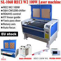 EU SHIP 100W Laser Engraving Machine 1060 100W RUIDA 6445 1000*600MM Laser Cutter Engraver Machine CW5200 chiller with stander