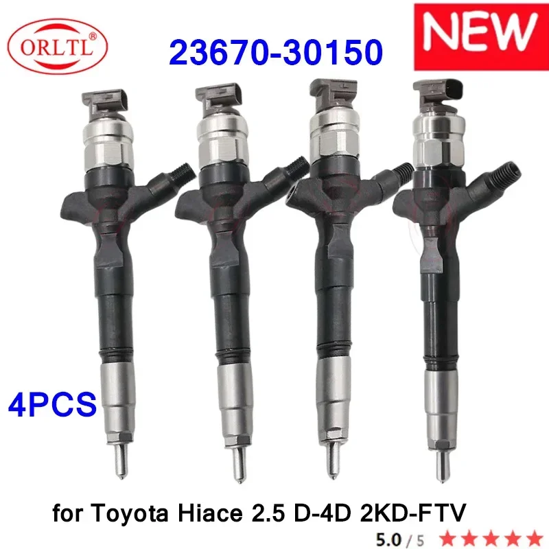 ORLTL 4PCS 23670-30150 for Toyota Hiace 2.5 D-4D 2KD-FTV 2367030150 23670 30150 Common Rail Injector