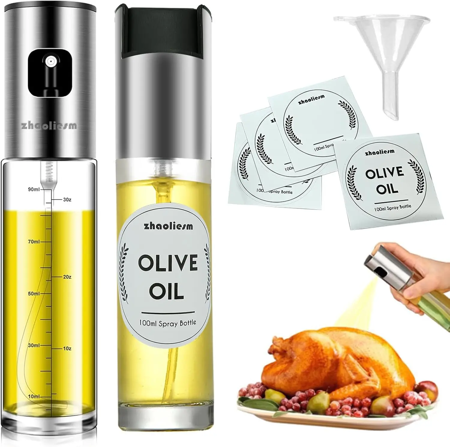 

Sprayer for Cooking, Olive Oil Sprayer Mister with Scale, 100ml Olive Oil Spray Bottle, Air Fryer Vegetable Vinegar Oil Portable