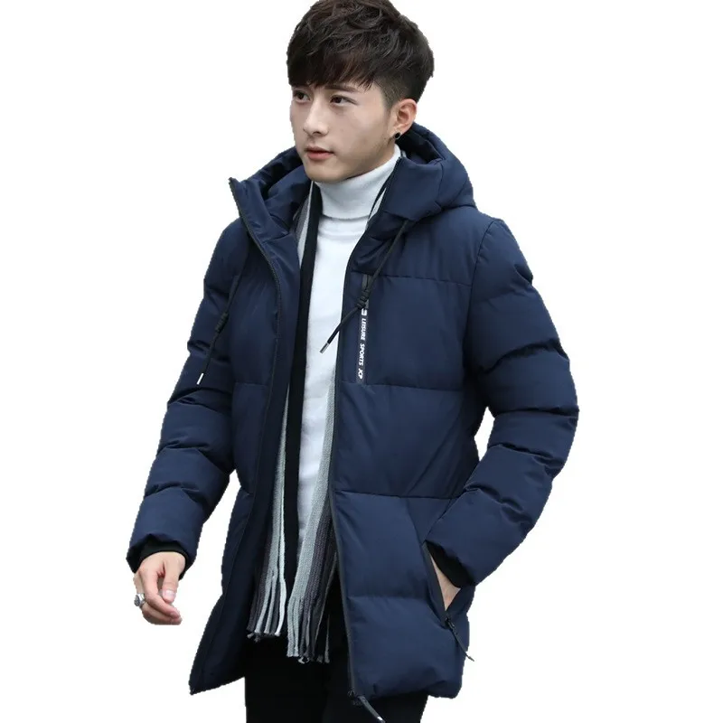 الشتاء منتصف طول الرجال معطف القطن مقنعين الشباب نمط معطف القطن سميكة ودافئة، نمط جديد معطف دافئ الرجال سترة قطن #4