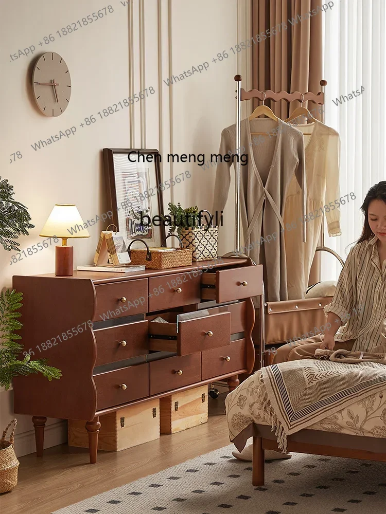 

D178 American-Style Solid Wood French-Style Mid-Ancient Bedroom Tailstock Hallway Storage Dining Storage Cabinet