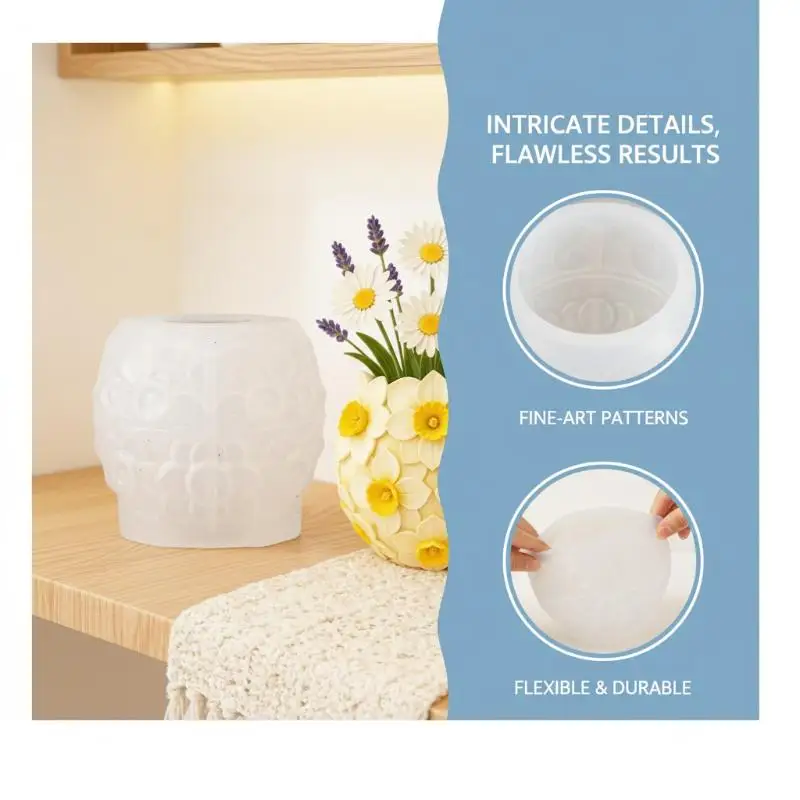 DIY Handmade Narcissus Flower Pot 3D Silicone Mold for Scented Candle Jar Creative Table Decor and Party Gift Projects