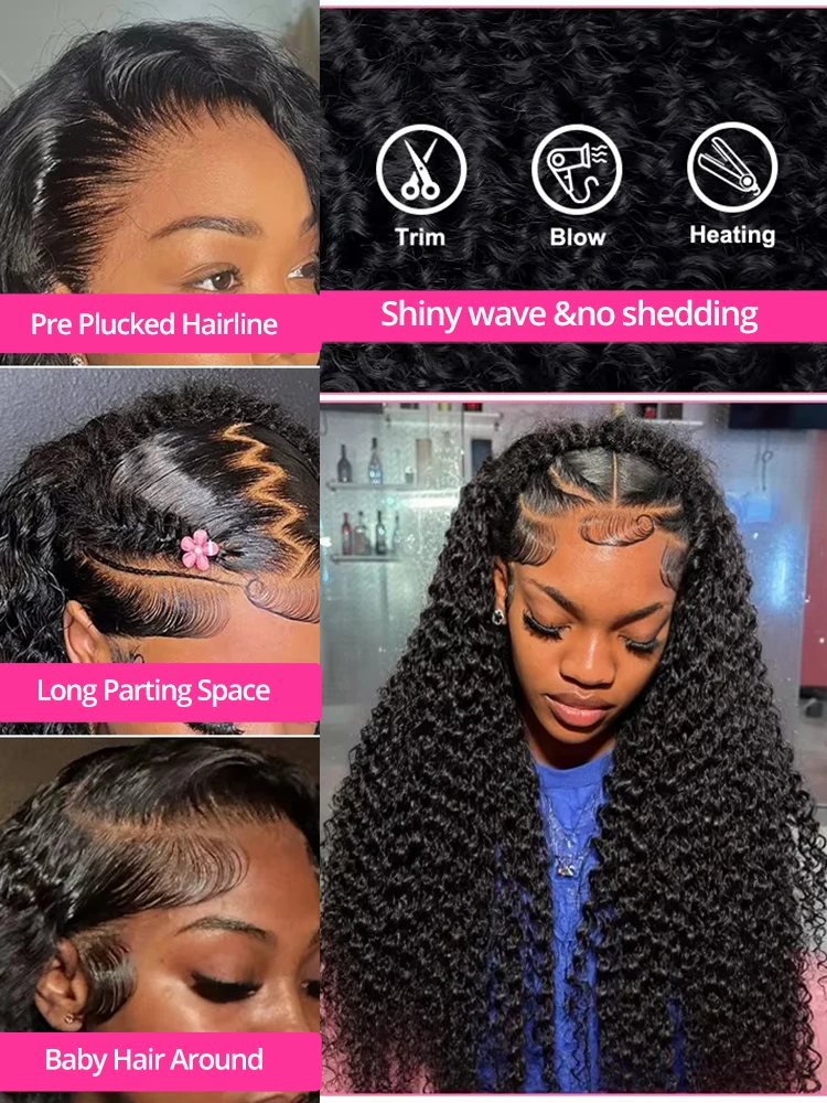 300% كثافة عالية 40 46 بوصة شعر مستعار مجعد HD شعر مستعار دانتيل 13x6 شعر بشري رطب ومموج موجة المياه الدانتيل الباروكات الأمامية للبيع قبل ماكس #3