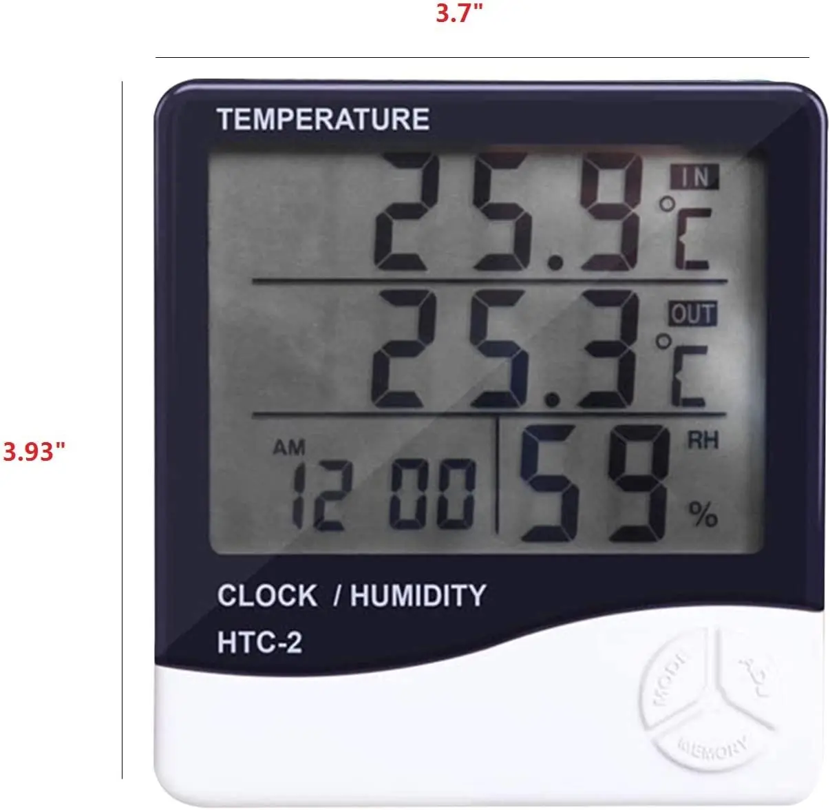 LCD Digital Temperature Humidity Meter HTC-2/HTC-1 Home Indoor Outdoor Hygrometer Thermometer Weather Station with Clock gallery 1