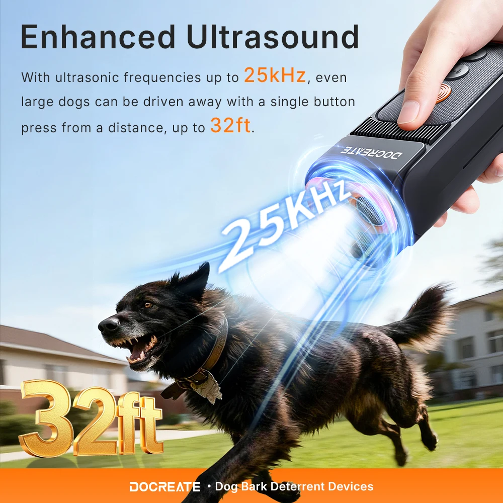 Ultrasonic Dog Repellent Bark Stop Device Flashlight With Three Probes High-Power Dog Trainer To Drive Away Without Causing Harm