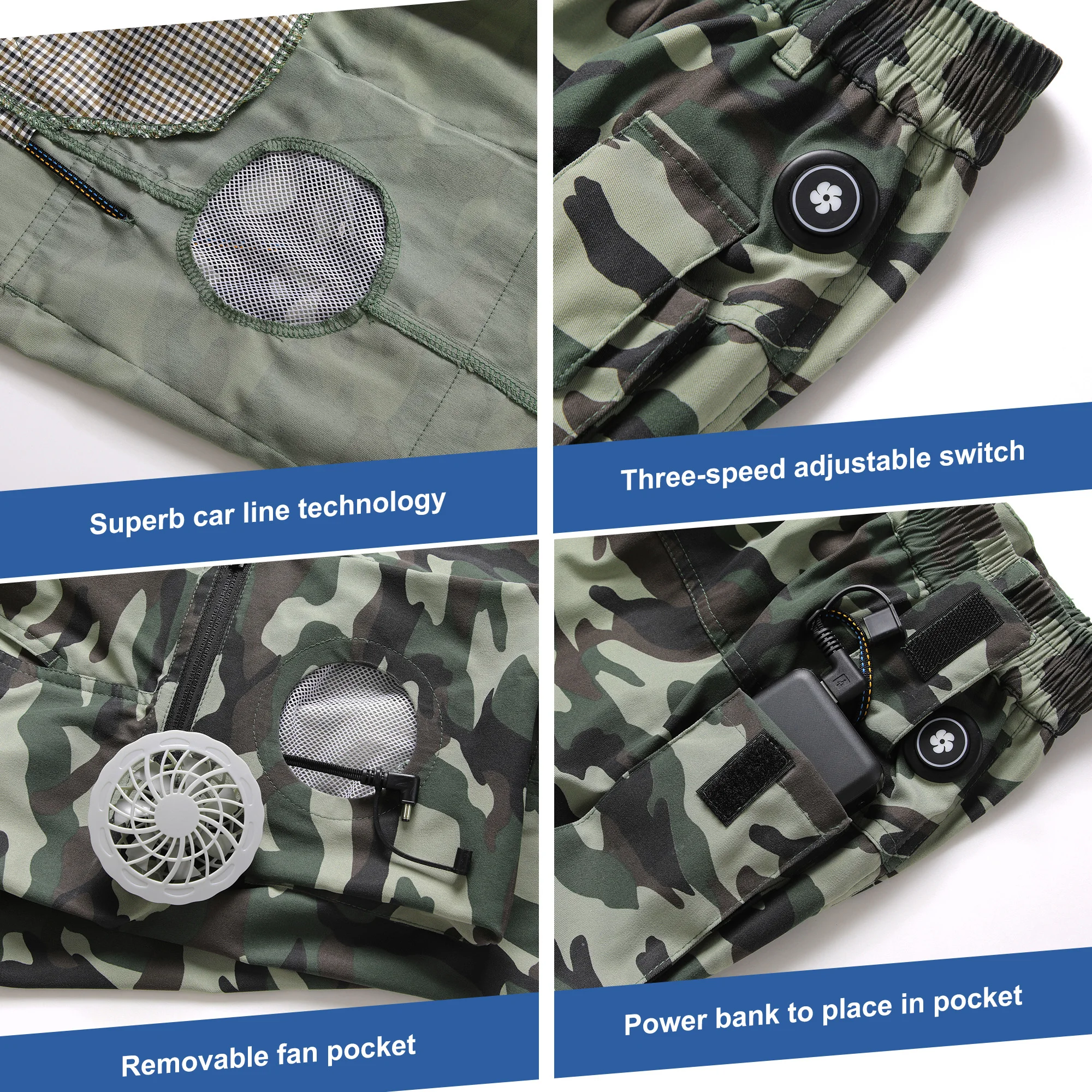 Fan Pants Cold Fishing Camping Ride Climbing Hiking Sports Fan Suit Air-Conditioning Clothes Fan Cooling Outdoor Work 