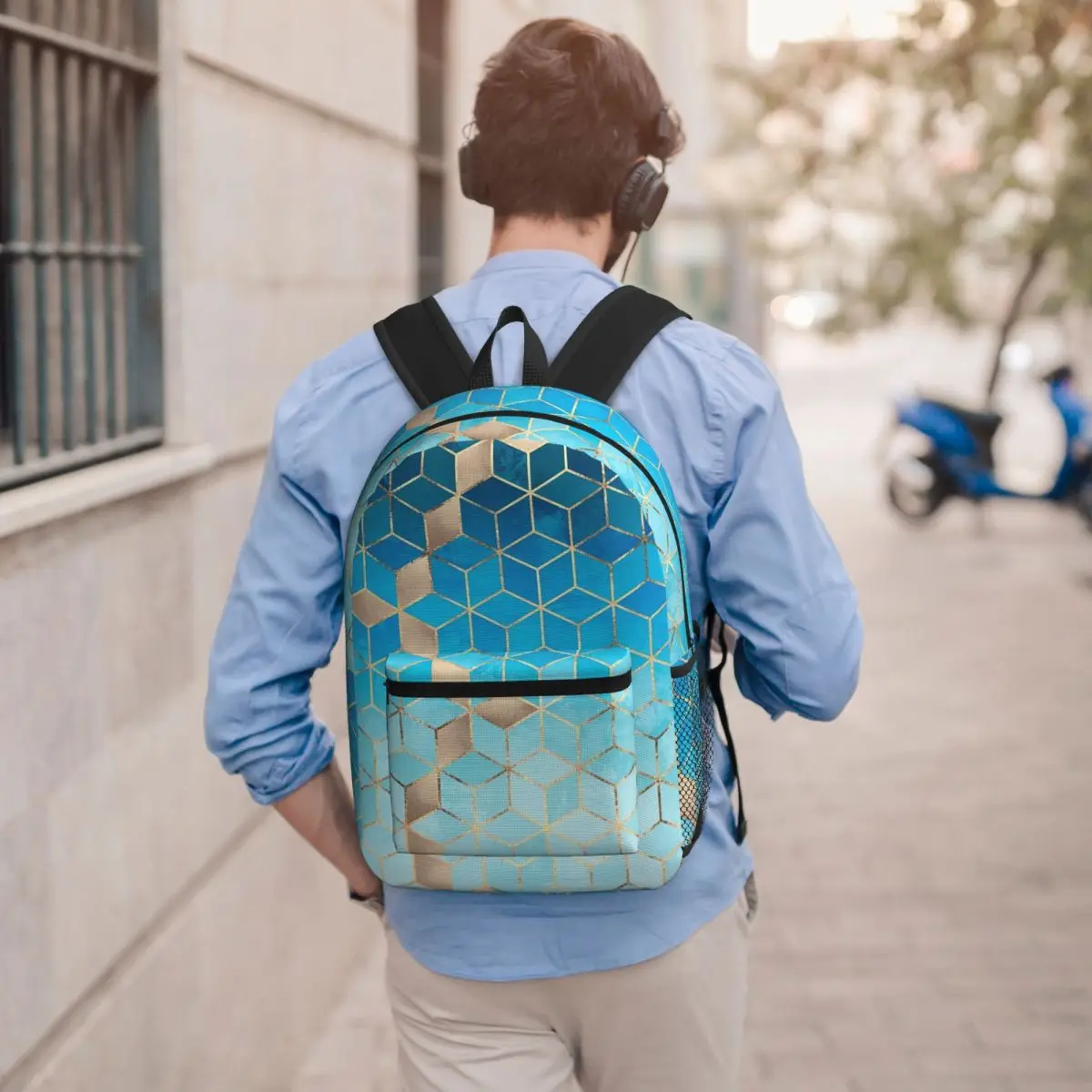 Sea And Sky Cubes Student Backpack School Bag Hiking Travel Daypack for Men Women Bookbag Shoulder Bags