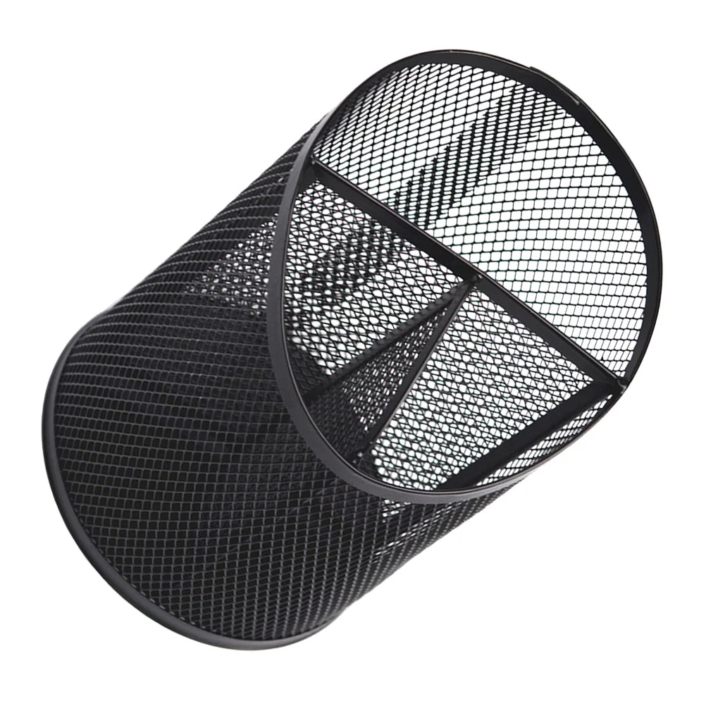 

Office Organizer Desk Pen Holder Pencil Pot Pencils Black Round Storage Iron Net