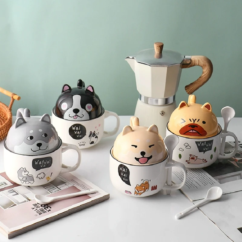 Bone China Coffee Cup Cartoon Animal Coffee Cup Creative Shiba Indy Cat Ceramic Cup Afternoon Tea Breakfast Milk Cup Bone China