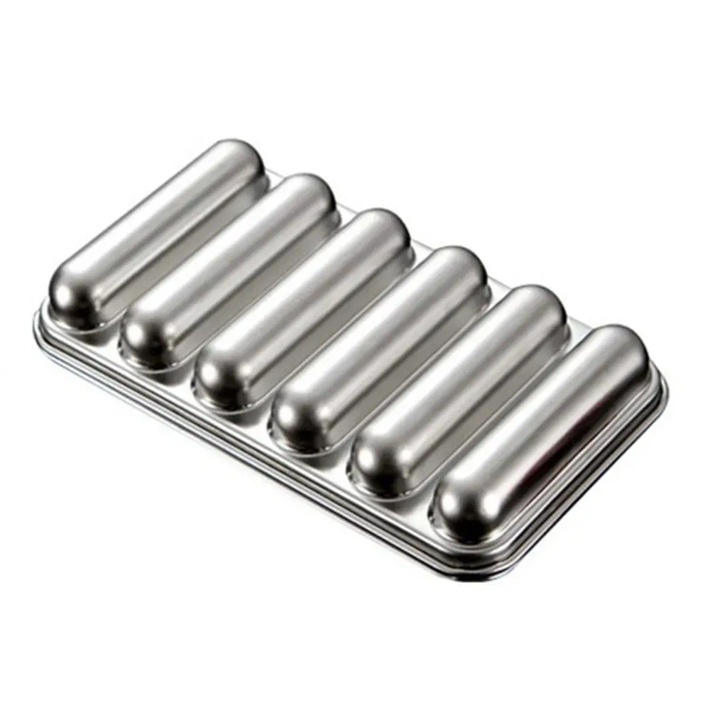 Molde de acero inoxidable para hacer salchichas, herramienta de cocina para hornear pasteles, con tapa, para jamón y perritos calientes, 6 rejillas