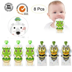 8/4/2/1PCS Cartoon Breast Milk Storage Bag BPA-Free Reusable Sealed Complementary Food Pouch Storage Bag 148ml Double Zipper