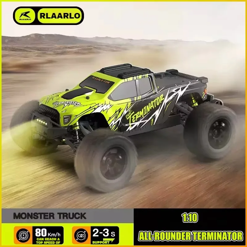 Rlaarlo rc carros rz001 monster truck omnipotente terminator 4wd 1:10 sem escova elétrica fora da estrada rc modelo carro de brinquedo presente natal