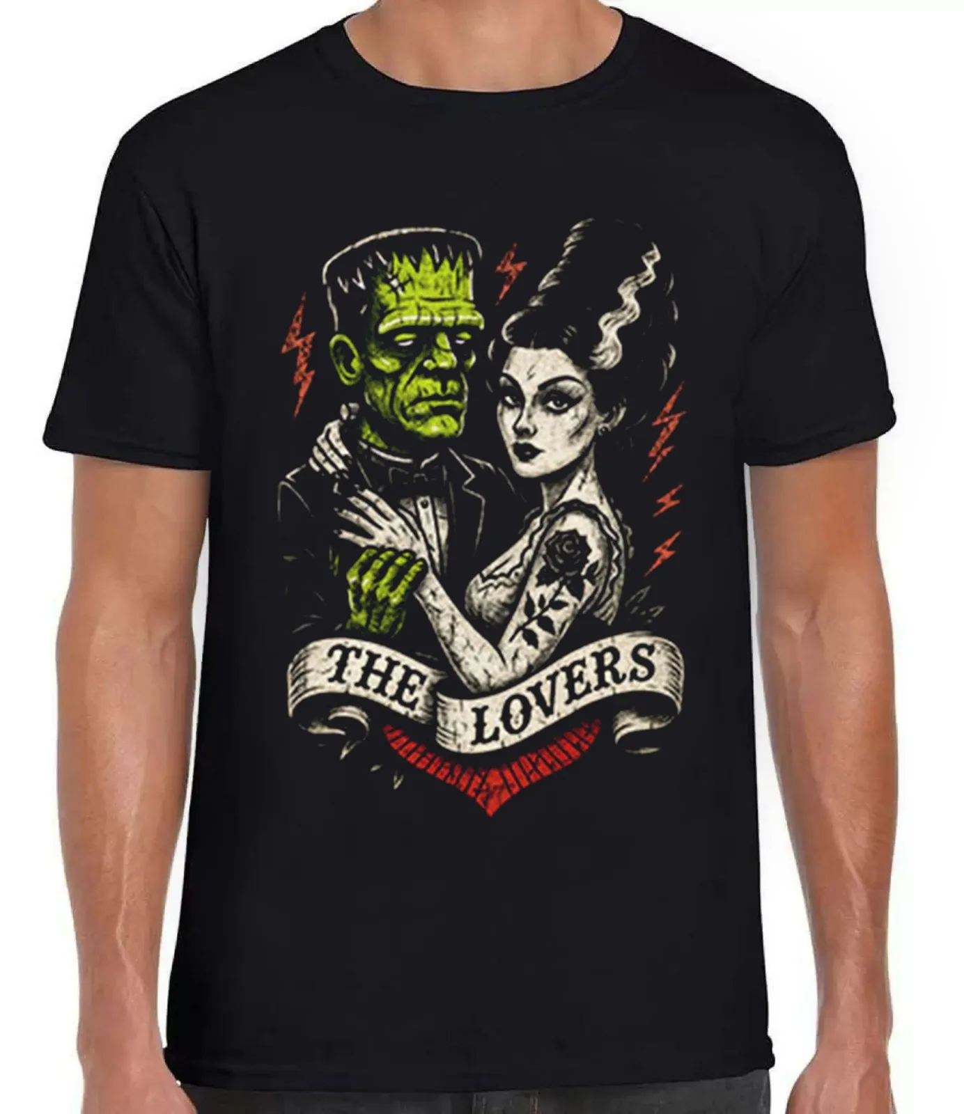 Camiseta negra con diseño de Monster Bride, Horror Gothic Lovers, Frankenstein, Tarot Cards, 486