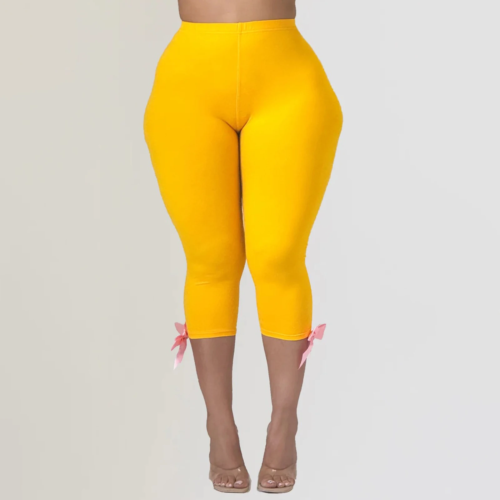 Pantalon Capri pour femmes avec nœud 3D, collants longs et courts, Leggings de travail décontractés pour le bureau en plein air