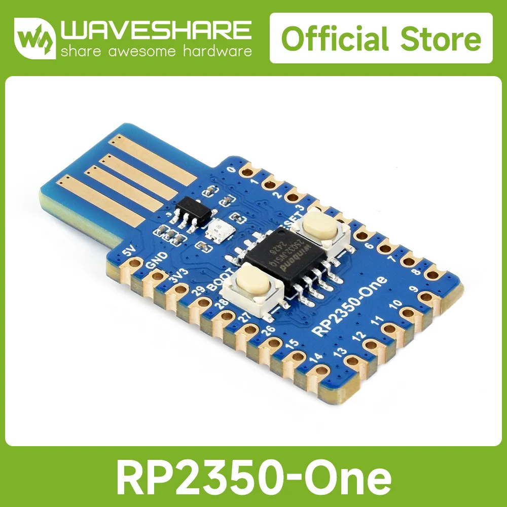 

Waveshare RP2350-One, Onboard PCB Type-A Plug, 4MB Flash MCU Board Based On Raspberry Pi RP2350A Dual-core & Dual-architecture