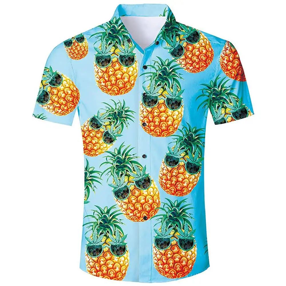 

Funny Pineapple Shirts 3d Print Shirts Men's Beach Blouse Men's Vocation Lapel Shirts Hawaiian Camisas Men's Clothing Button Up