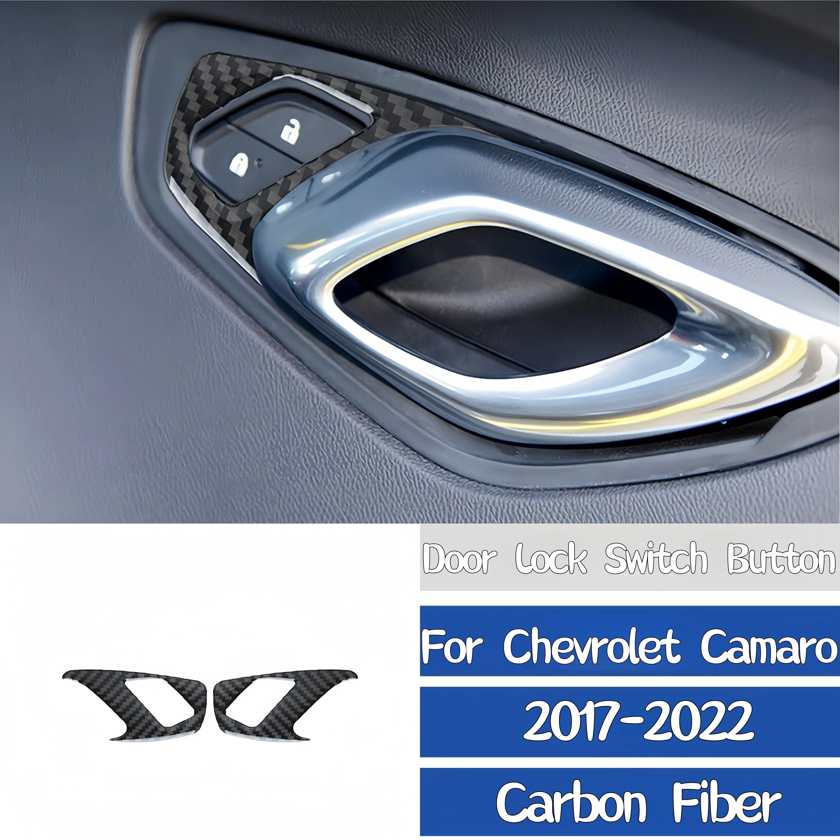

For Chevrolet Camaro 2017-2022 Accessories Carbon Fiber Car Interior Door Lock Switch Button Frame Trim Cover Decorative Sticker