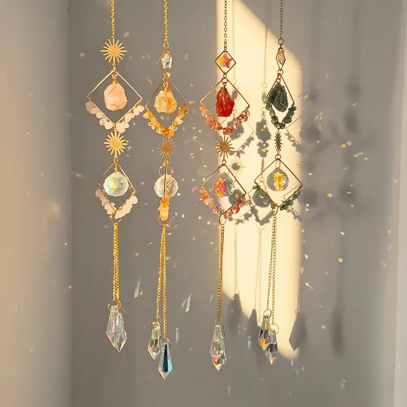 Wholesale Crystal Sun Catcher Light and Shadow Rainbow Prism Amethyst Rose Quartz Hanging Window Decoration Ornament