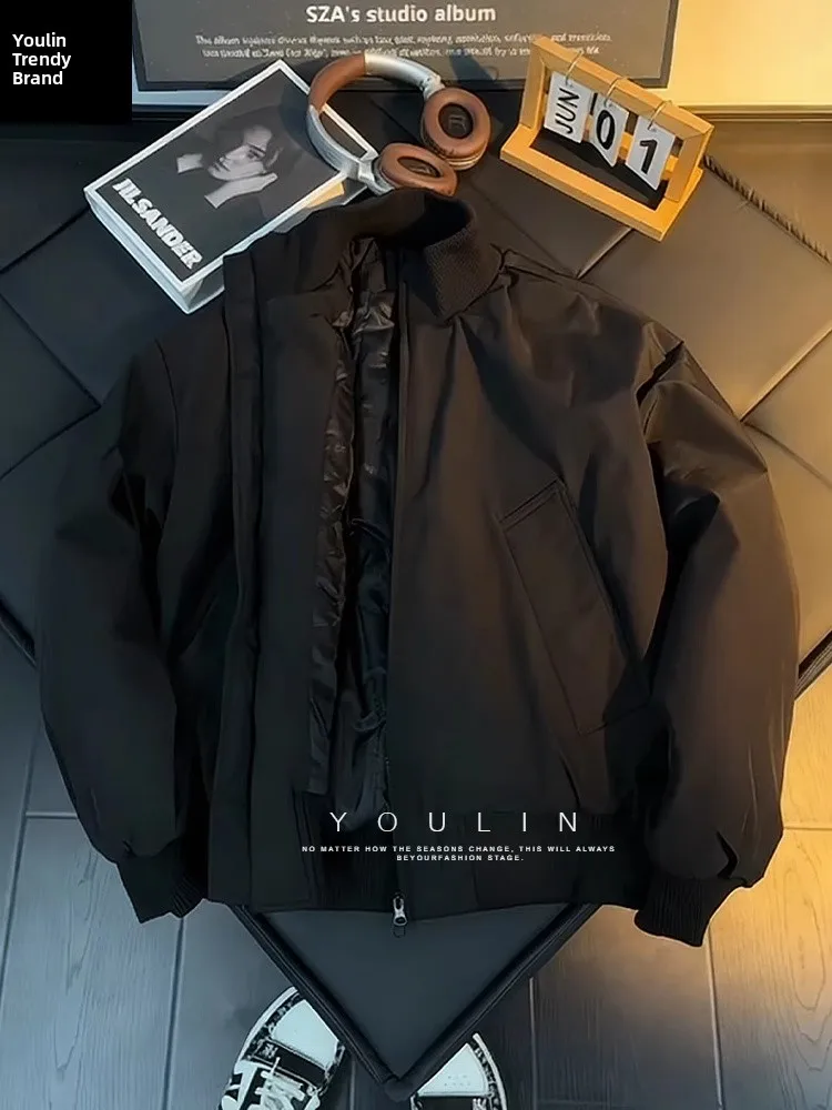 

Bla American Sle Flight Jaet down Coat Men's Winter Cotton Thiened Stand Collar Baseball orm High-End Cotton Oute...