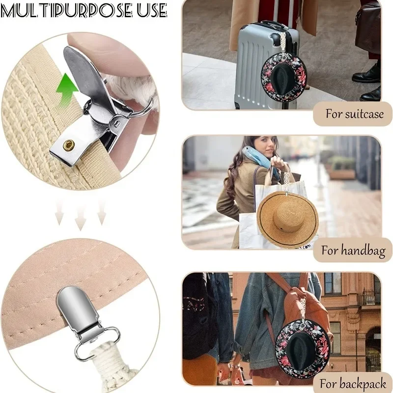 Outdoor travel straw hat clip Duck Clip Bohemian Knit Travel Straw Hat Clip Outdoor Hanging Bag Hanger Hook Travelling Accessori