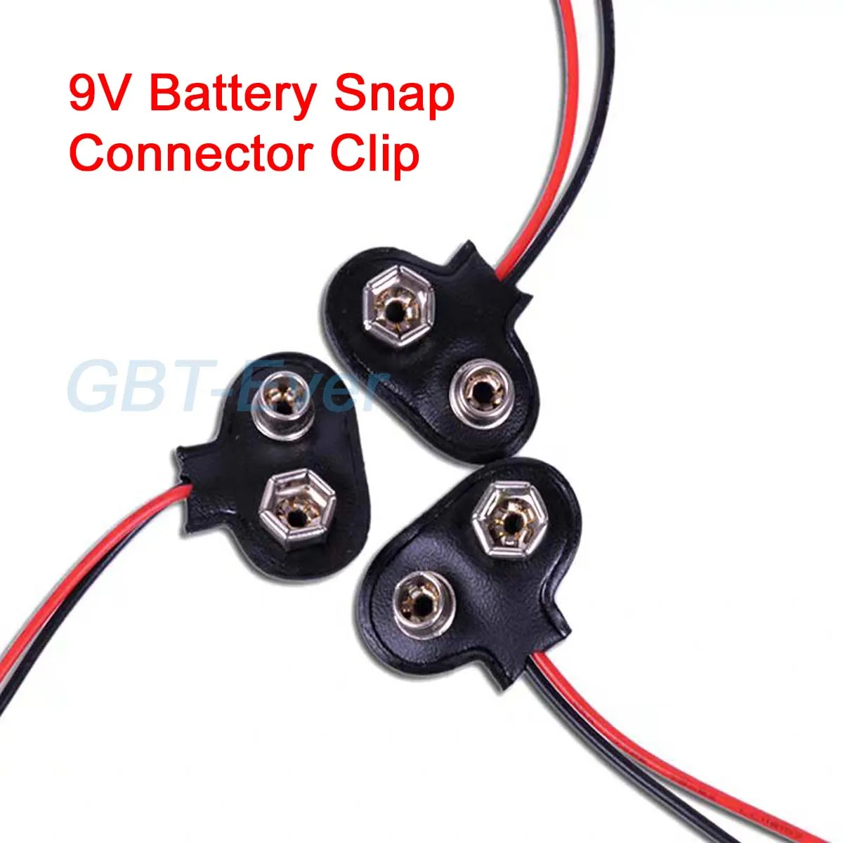 5Pcs T-type 9V Battery Connector 9V Battery Holder Snap Connector Clip with 10cm/15cm Cable Wire Lead Cord