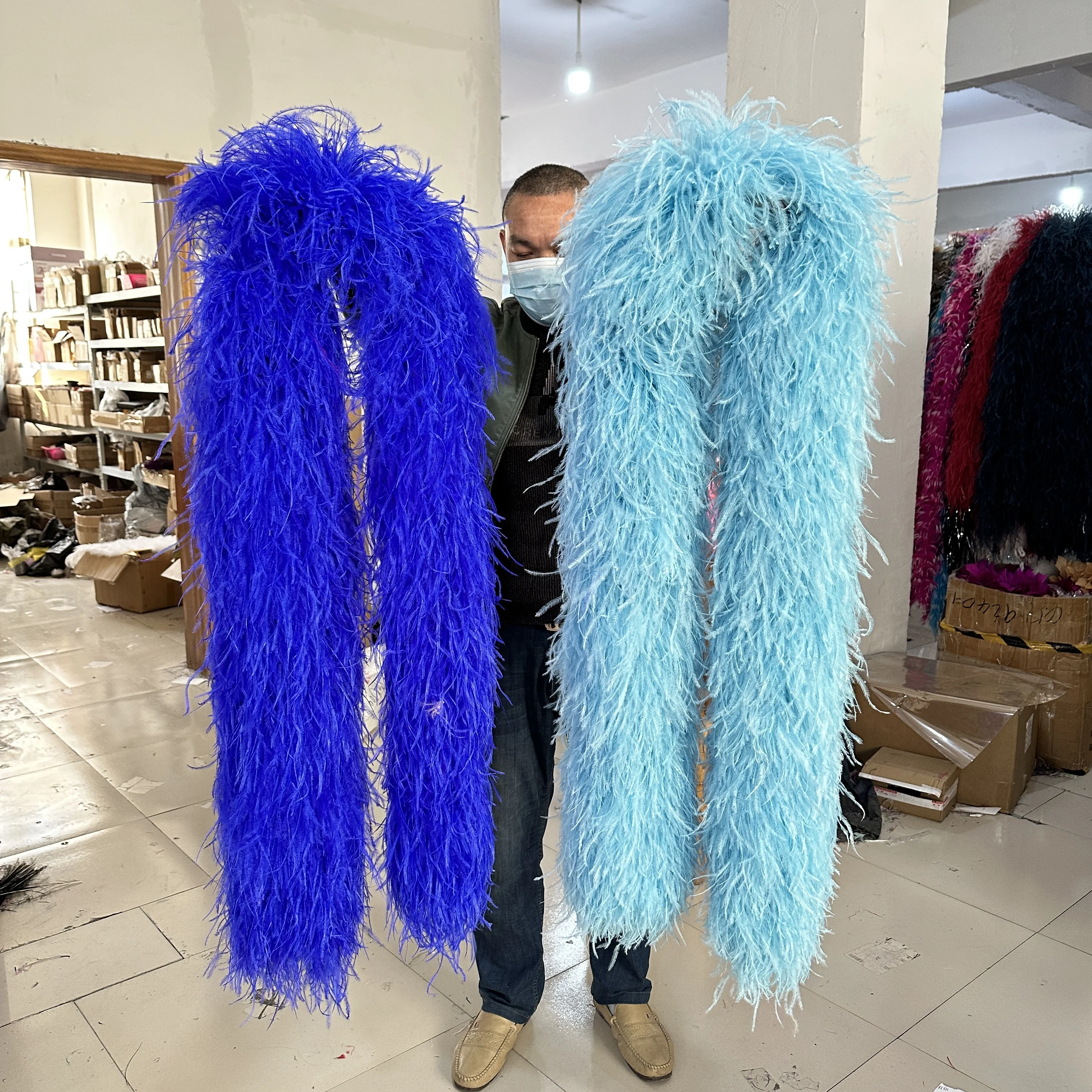 

Customized Super-Thick Ostrich Feather Boa 26ply 35ply Ostrich Plume Shawl Scarf Wedding Party Dress Sewing Plumas Accessories