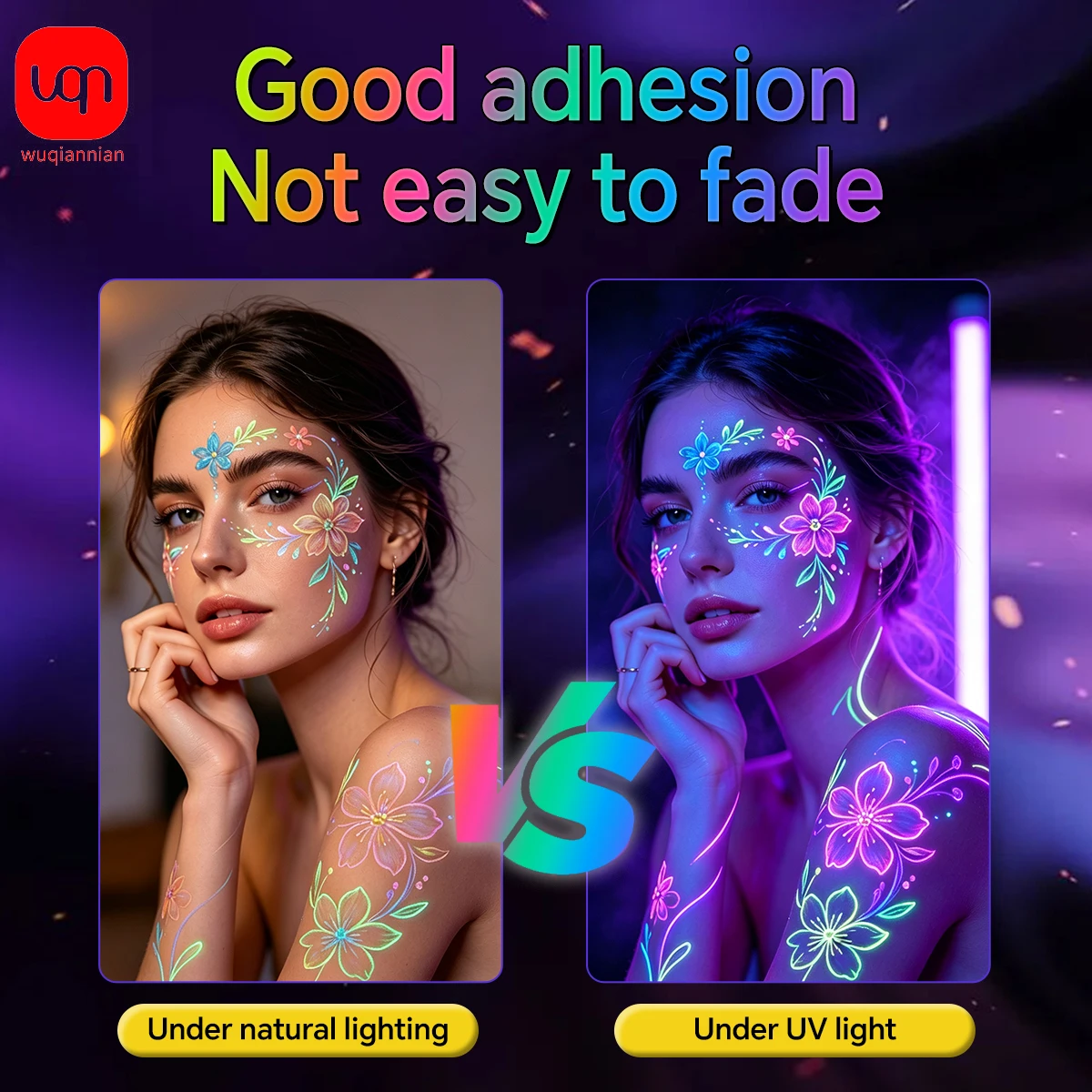 12-Color UV Fluorescent Face Paint Pens, Washable Markers,Safe and Non-Toxic for Skin,Fun for Makeup,Parties, Art, Doodling