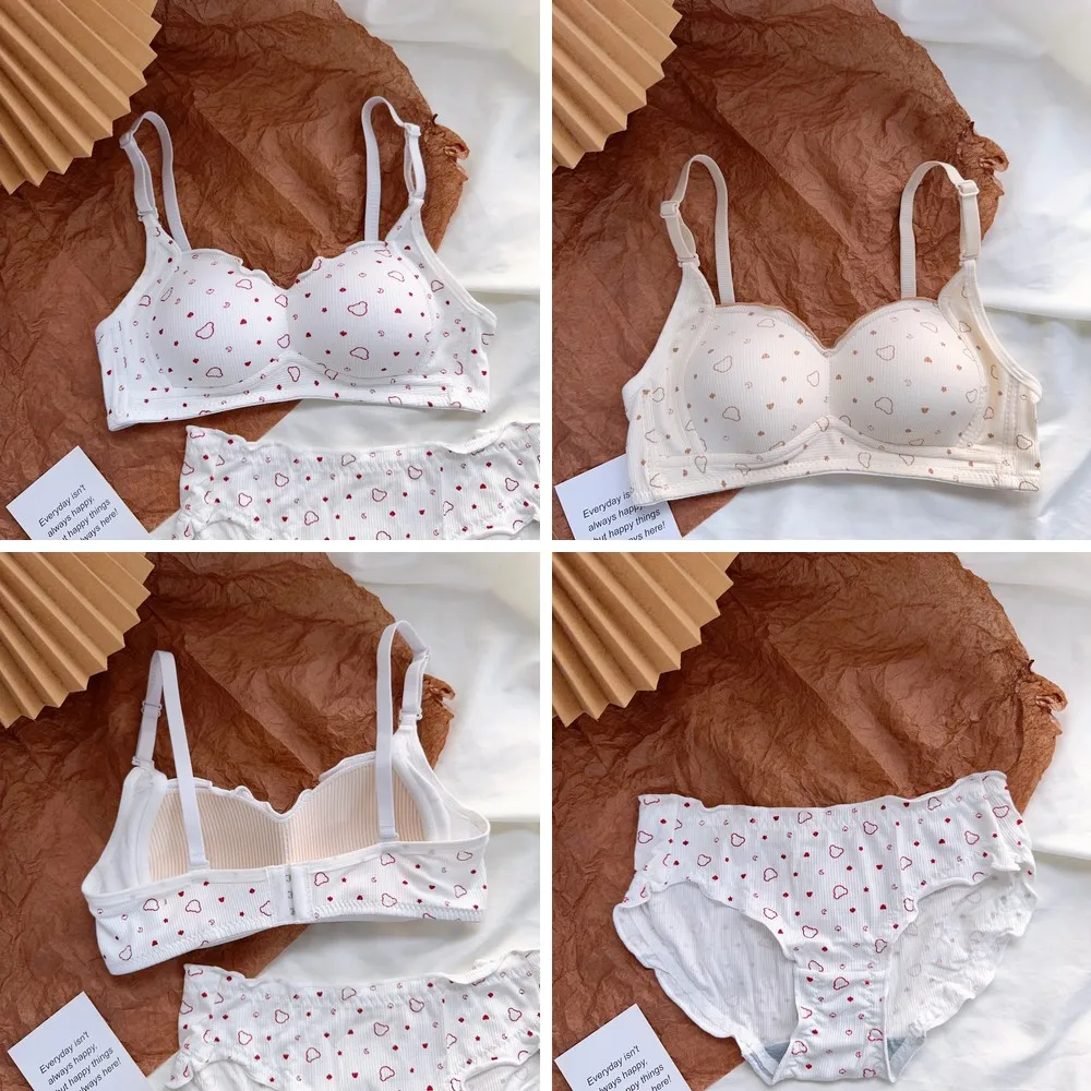 

Japanese Style Sweet Lace Underwear Set for Small Breasts, Push Up Padded Bra & Panties for Teens Girls