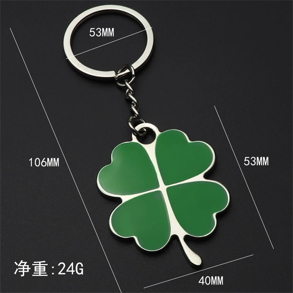 1pc Creative Lucky Four-leaf Clover Keychain Charms Bag Pendant Accessories Couple Cute Metal Foliage Shape Car Key Ring Gift