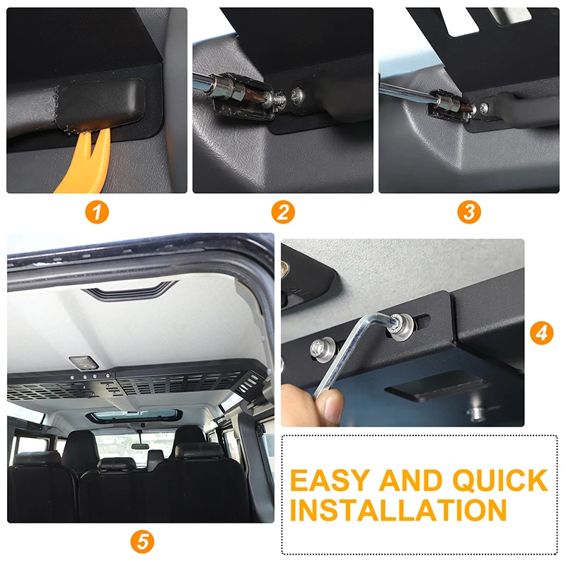 

3Pcs Aluminum alloy black For Land Rover Defender 90 110 2004-2018 Car trunk roof tool rack interior modification accessories
