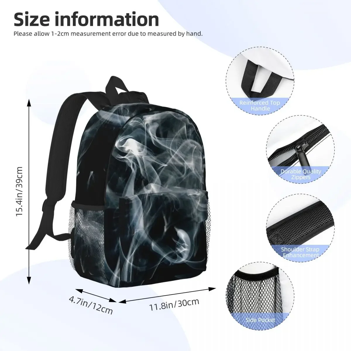 Mochilas Smoke Art, mochila para niños y niñas, mochilas escolares de moda para estudiantes, mochila de viaje, bolso de hombro de gran capacidad