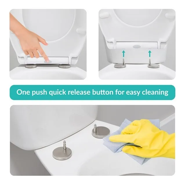 Quick Release Toilet Seat Hinges Soft Close Heavy Duty Universal Fit One Button Toilet Seat Replacement Fittings Mounting