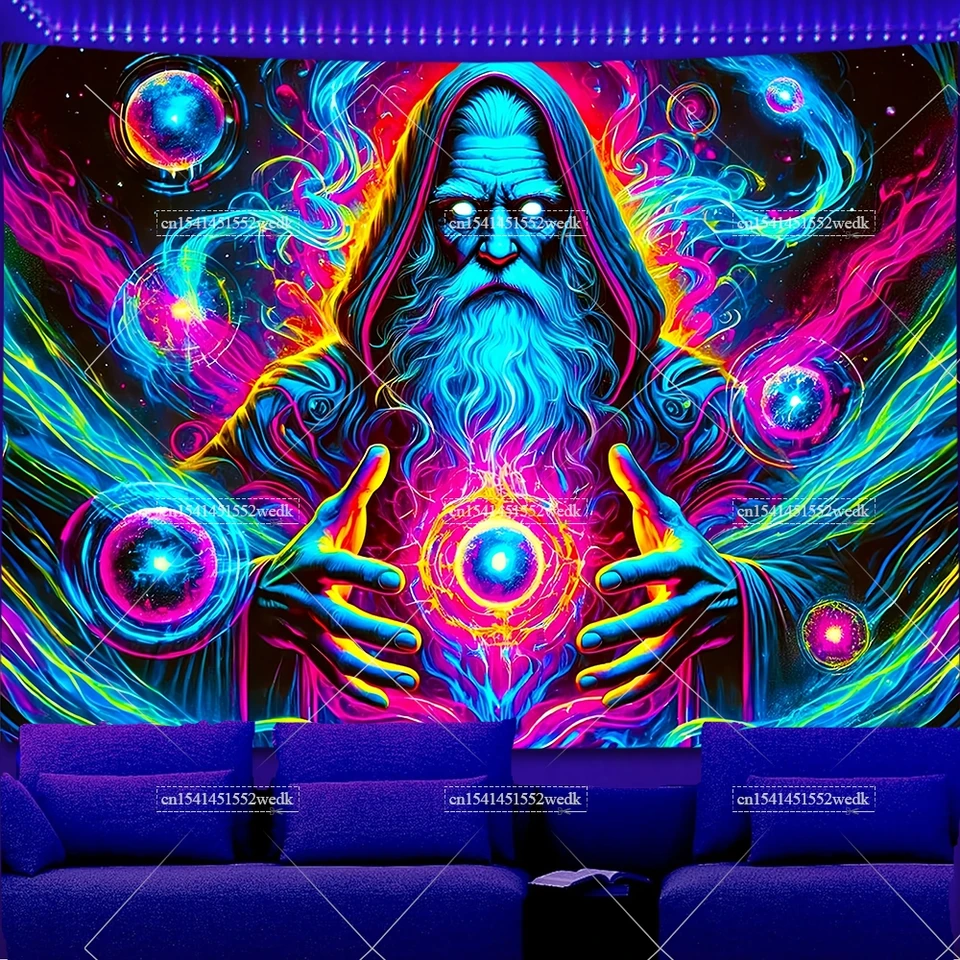 NEONETICS ネオン管アートパネルDESTINY HIGHWAY UV Reactive Music Wizard DJ Blacklight Tapestry Neon Jellyfish
