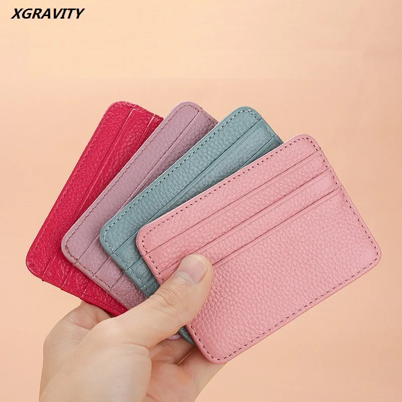 New High Quality Cow Genuine Leather Mini Wallets Fashion Unisex Coin Purses Elegant Women ID Card Holders Female Bank Card Bags